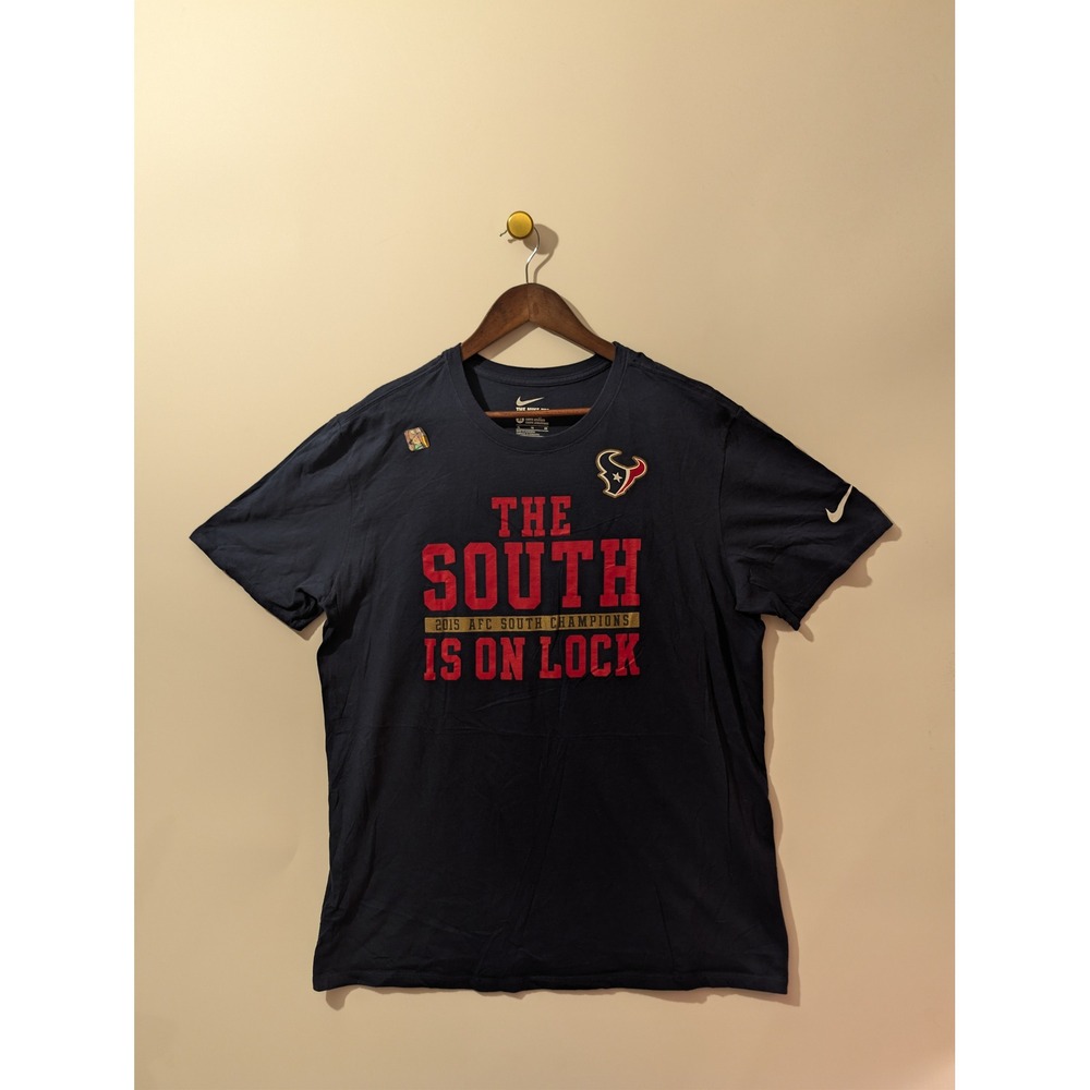 Nike Houston Texans T Shirt Mens XL Navy Blue Excellent 2015 AFC South Champions